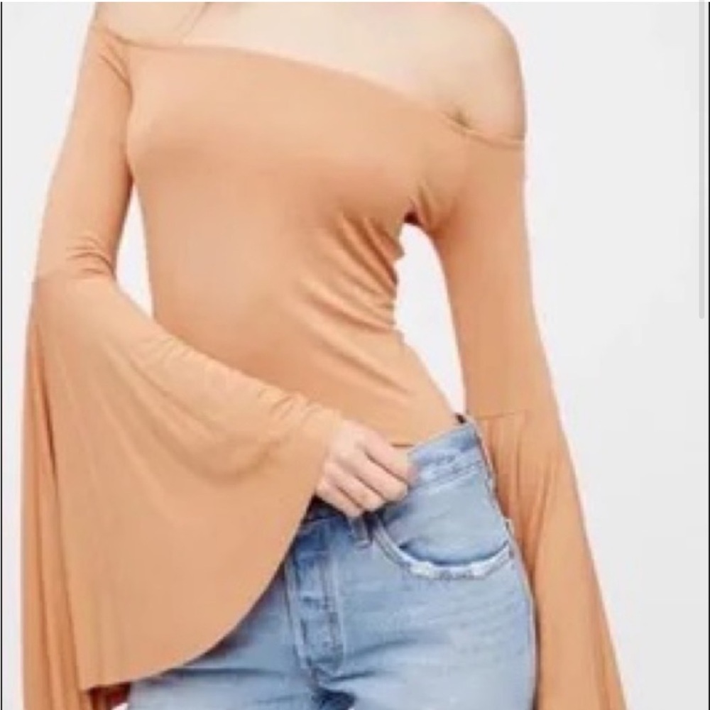 Free People Birds of Paradise Bell Sleeve Top in Orange